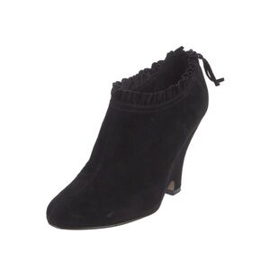 Miu Miu Suede Ruffle Embellishment Mules Size 42 Black